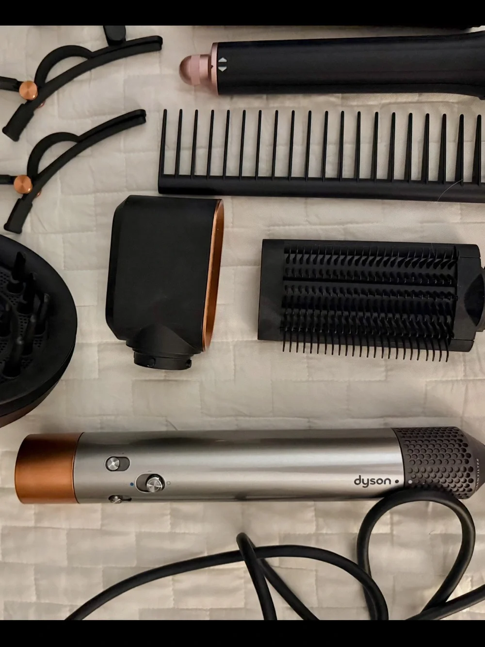 Dyson Styling Set in Silver and Black with Rose Gold Accents